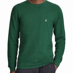 New Men’s Polo Ralph Lauren Green Thermal Waffle Knit Shirt, Size XXL