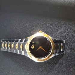 Movado Luno Sport Men’s Two Tone Black Dial Swiss Watch . New Japanese Battery