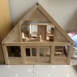 Wooden Doll House With Furniture 