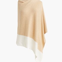 J. Crew Cotton-blend colorblock sweater poncho - One Size - Skinny Latte Ivory Cb - BK745 - Brand New