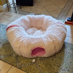 Cat Bed/ Tunnel Large Fluffy Pink