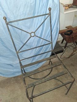 FOUR ,Vintage, Iron Chairs,with  Brass Knobs