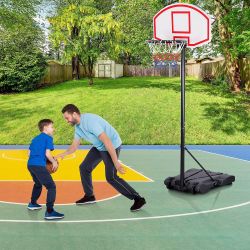 Portable Basketball Hoop and Stand, 5.1-6.9ft Height-Adjustable, with Wheels, 29" Backboard, Ball Holder, Durable Basketball Goal for Indoor and Outdo