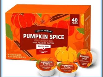 Holiday Pumpkin Spice Coffee Pods Medium Roast, 48 ct Cinnamon, Nutmeg & Clove, Single-Serve Pods, Home & Office Use, No Mess Brewing, Autumn Seasonal