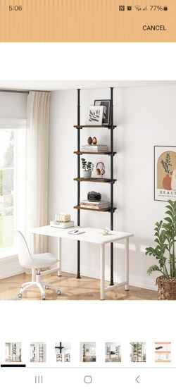 Adjustable tall narrow bookshelf 4 Tier floor to ceiling bookshelf new in box pick up in pomona $50