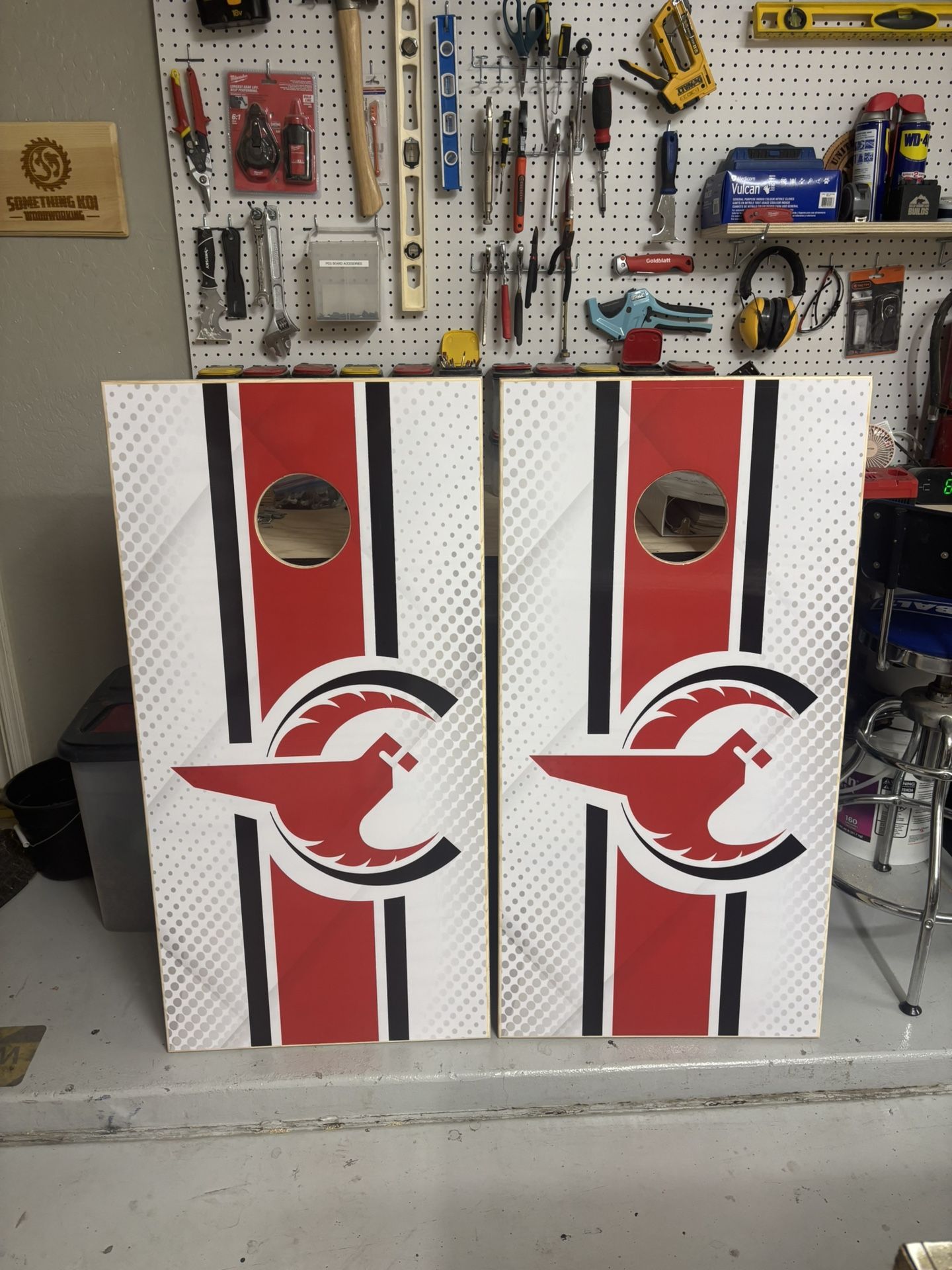 Custom Cornhole Boards – Cardinal Cleaning Theme (Regulation Size)