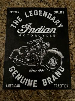 16in x 12.5in metal Indian motorcycle poster