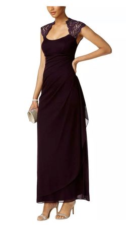 Formal Dress Plus Size 18 Purple Lace Ruched Cap Sleeves Mother of the Bride Special Occasion Gowns Prom