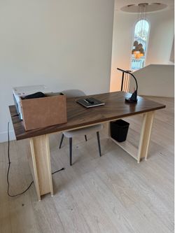 63-Inch Large Computer Desk, Rectangular Wood Executive Desk for Home Office