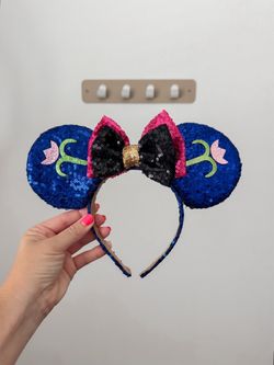 Anna-Inspired Blue Sequin Mouse Ear Headband