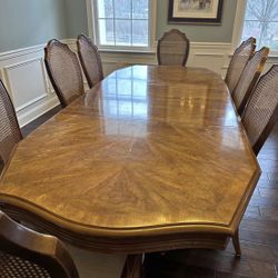 Vintage Dining Table With 8 Chairs Set