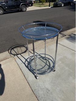 Steel glass bar cart
