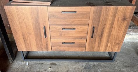 Faux wood sideboard 3 drawer server cabinet