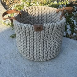 Ugg Rope Basket Woven Chunky Leather Handles