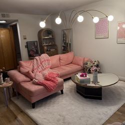 Pink Couch With Chaise 
