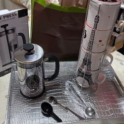 Paris Coffee Cups Tower & Coffee Press (see Details for Prices)