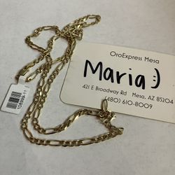 14k YG Figaro Chain #108999-11 MGC 