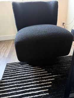 Modern Black Bouclé Swivel Accent Chair