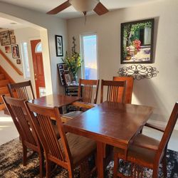 Solid Oak Dining Table With 6 Chairs