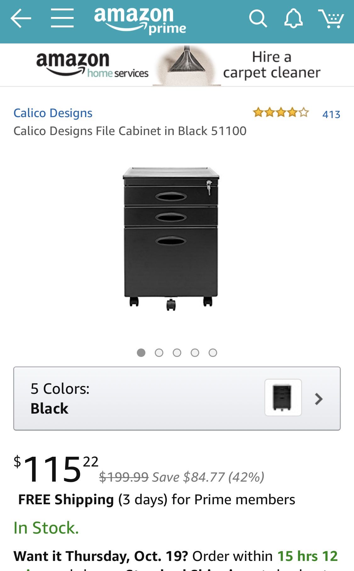File Cabinet with keys by Calico Designs NEW