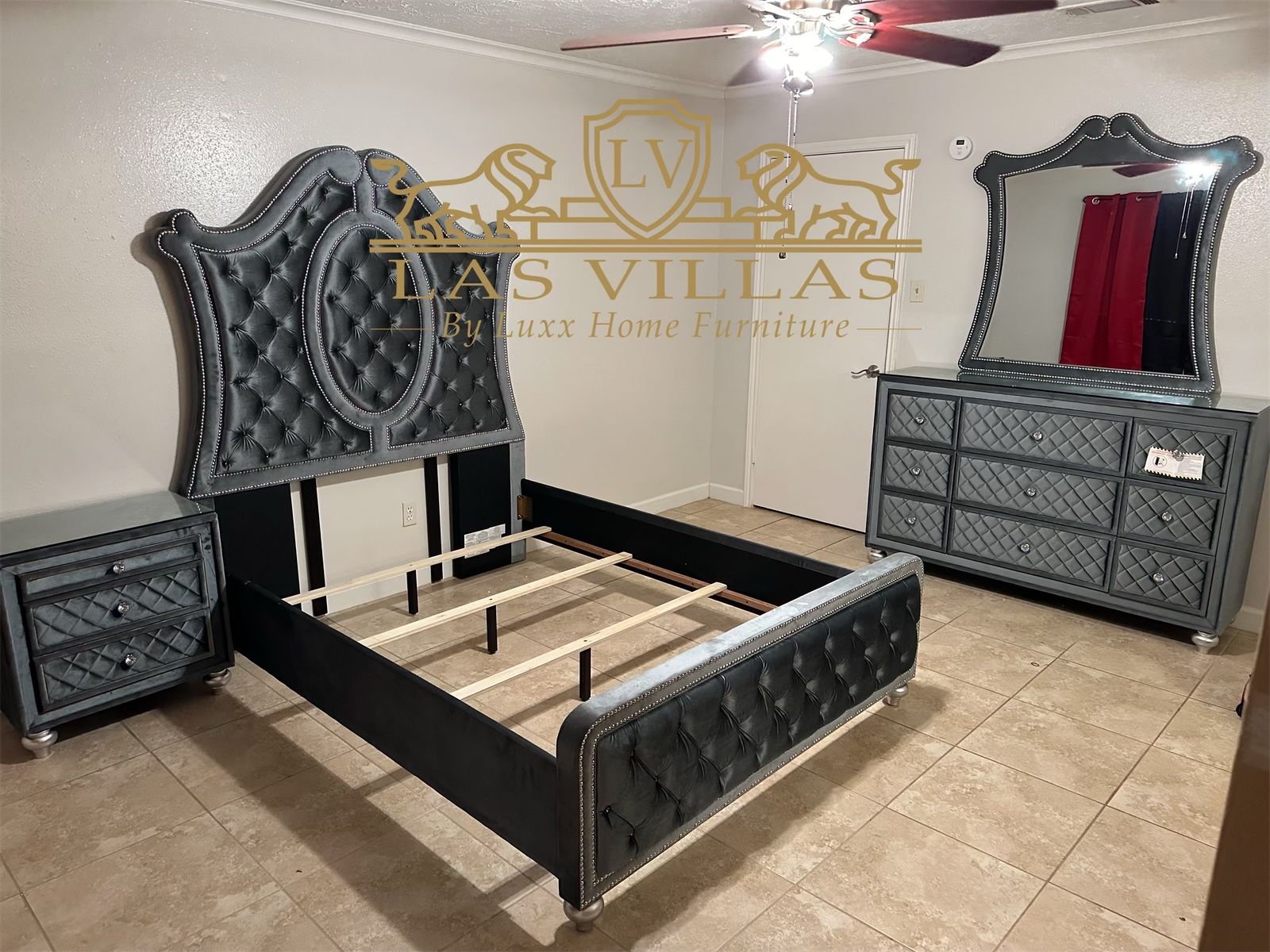 Brand New CAMEO PANEL BEDROOM GROUP Gray