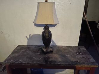 Marble table with lamp