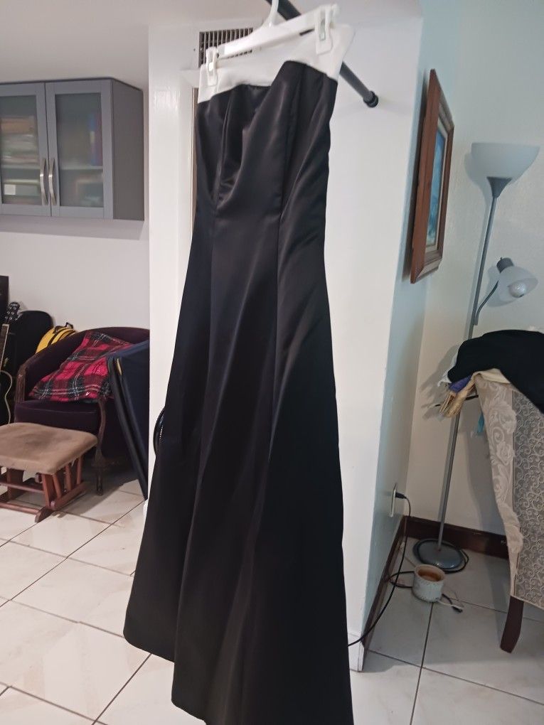 White Strip Black Gown