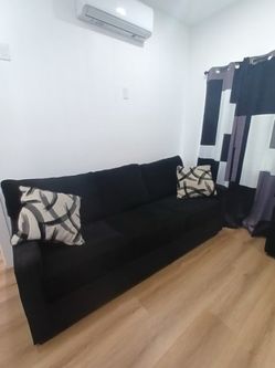 Black Fabric 3-Seater Sofa bed