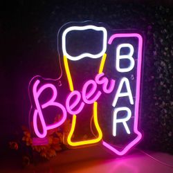 LED Neon Beer Bat Sign For Pub Decor
