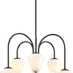 Brand New Modern Sputnik Glass Chandelier,Handcrafted Glass Ceiling Chandelier, 6-Light Black Pendant Light Fixture for Dining Room, Foyer, Living Roo