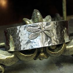 Dragonfly Cuff Hammered Cuff Bracelet Silver 925
