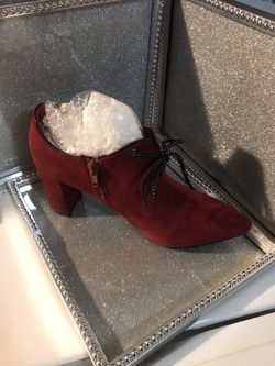 Womens Ankle Boots Faux Suede Casual High Heels Zip Up Booties Pointed Toe Shoes