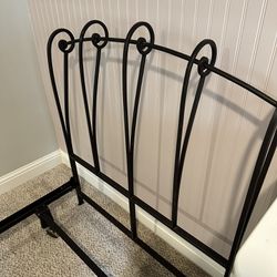 Wrought Iron Twin Bed Headboard With Night Stand 