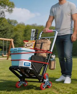 Stair climbing foldable hand cart