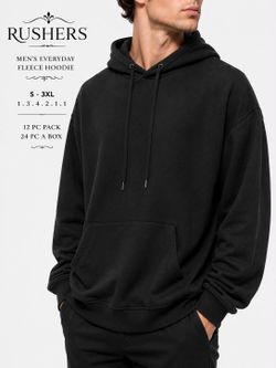 No-Drawstring Pullover Hoodie - Black