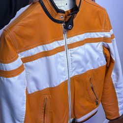WILSONS LEATHER MOTO JACKET [ SKITTLES ORANGE]