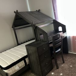 Twin Bed w/desk and chair