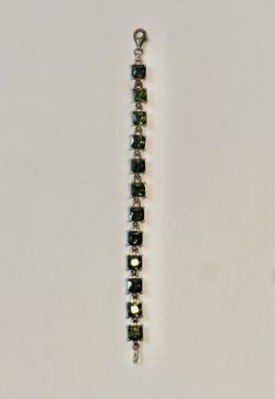Green Emerald Clear Topaz 925 Sterling Silver Bracelet
