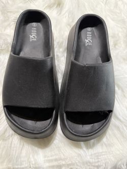 Black Wedge Sandals