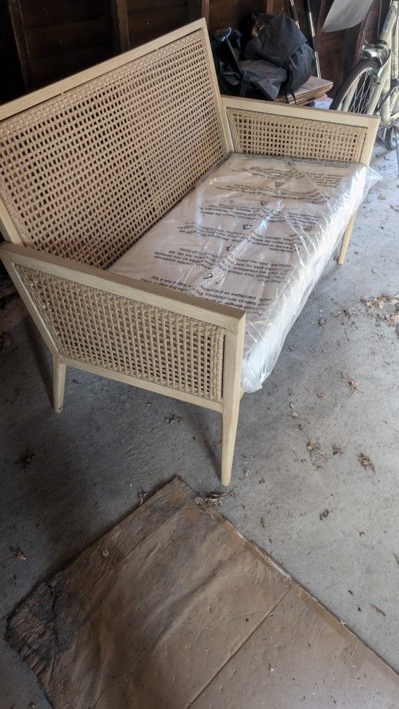 Threshold | Studio McGee Benmore Wicker & Faux Wood Loveseat 48.5x24x24