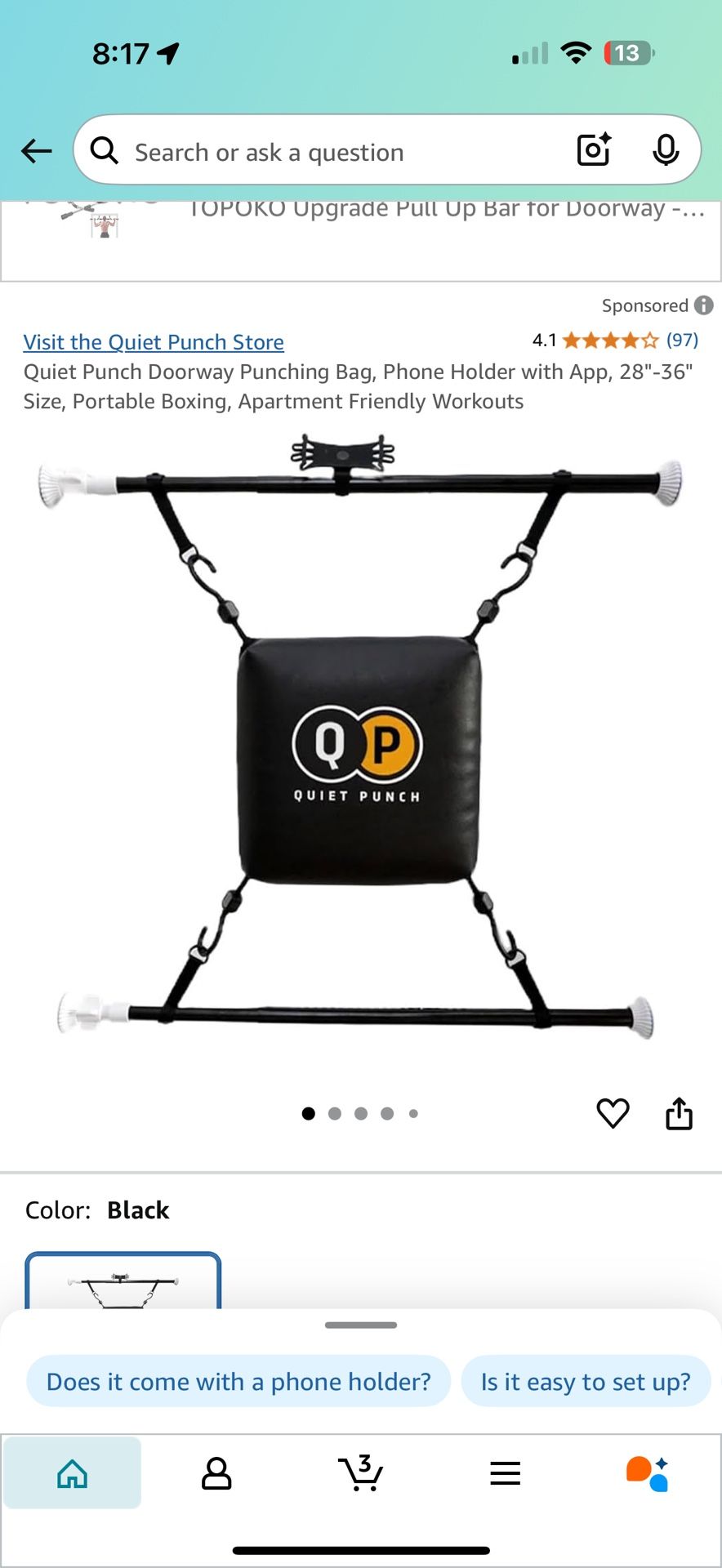 Quiet Punch Doorway Punching bag