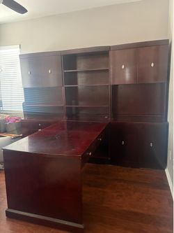 Cherry Wood Office & Hutch Unit
