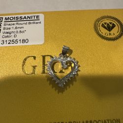 Sparkling Sterling Silver Moissanite Heart Pendant
