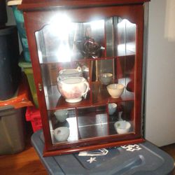 Cherry Wall Mounted Curio Cabinet