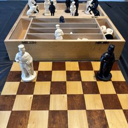 Like New Chess Set With Wooden Box