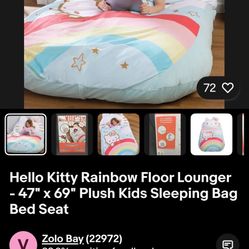 Hello Kitty Rainbow Floor Lounger - 47" x 69" Plush Kids Sleeping Bag Bed Seat