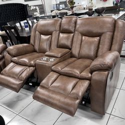 Manual Recliner Sofa Set 🔥 Take It Home With Only $50 Down 