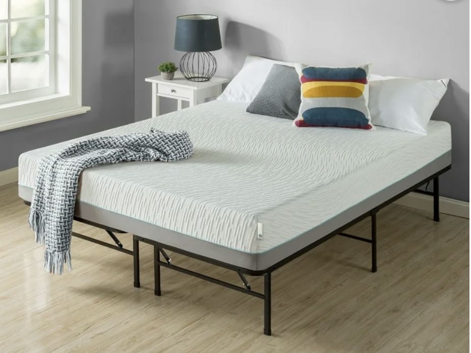 Full Size Zinus 14" Metal SmartBase Tool-Free Assembly Bed Frame, No Box Spring Required