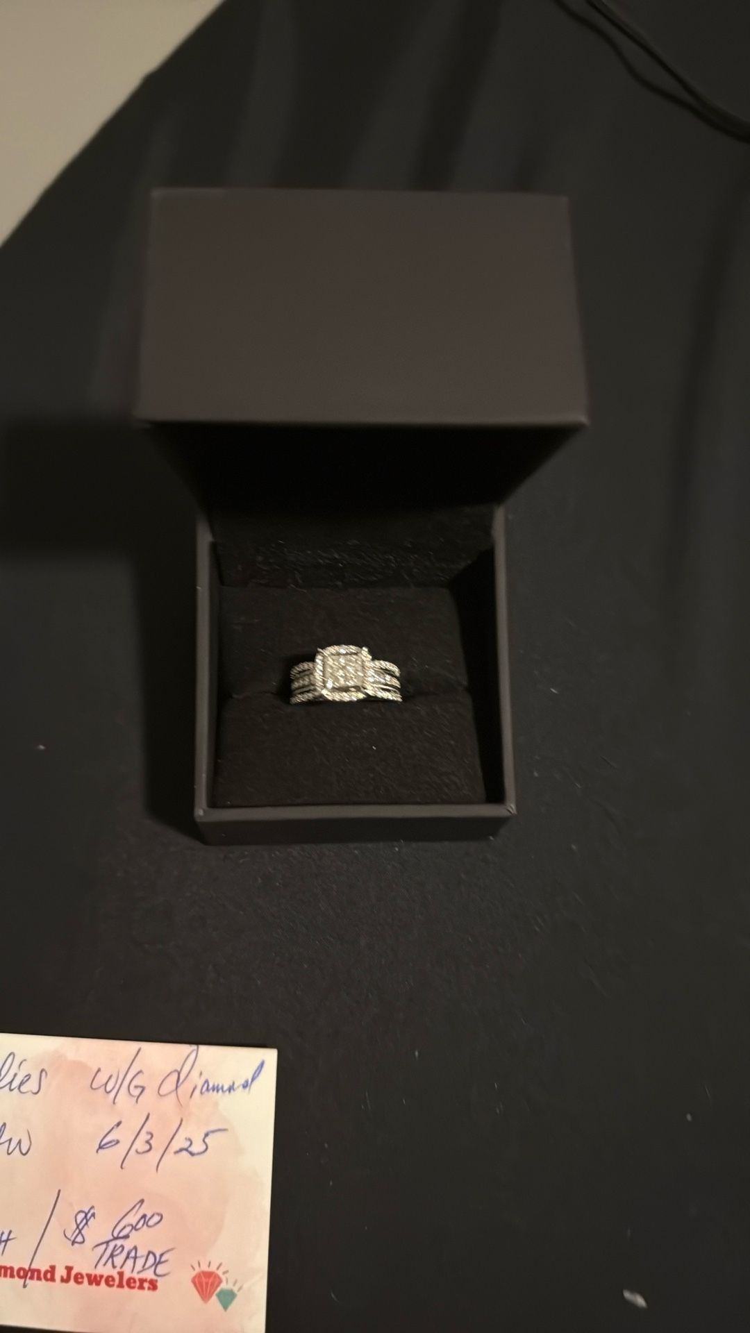 10k White Gold Multiple Stone 1 Carat Diamond Bridal Ring