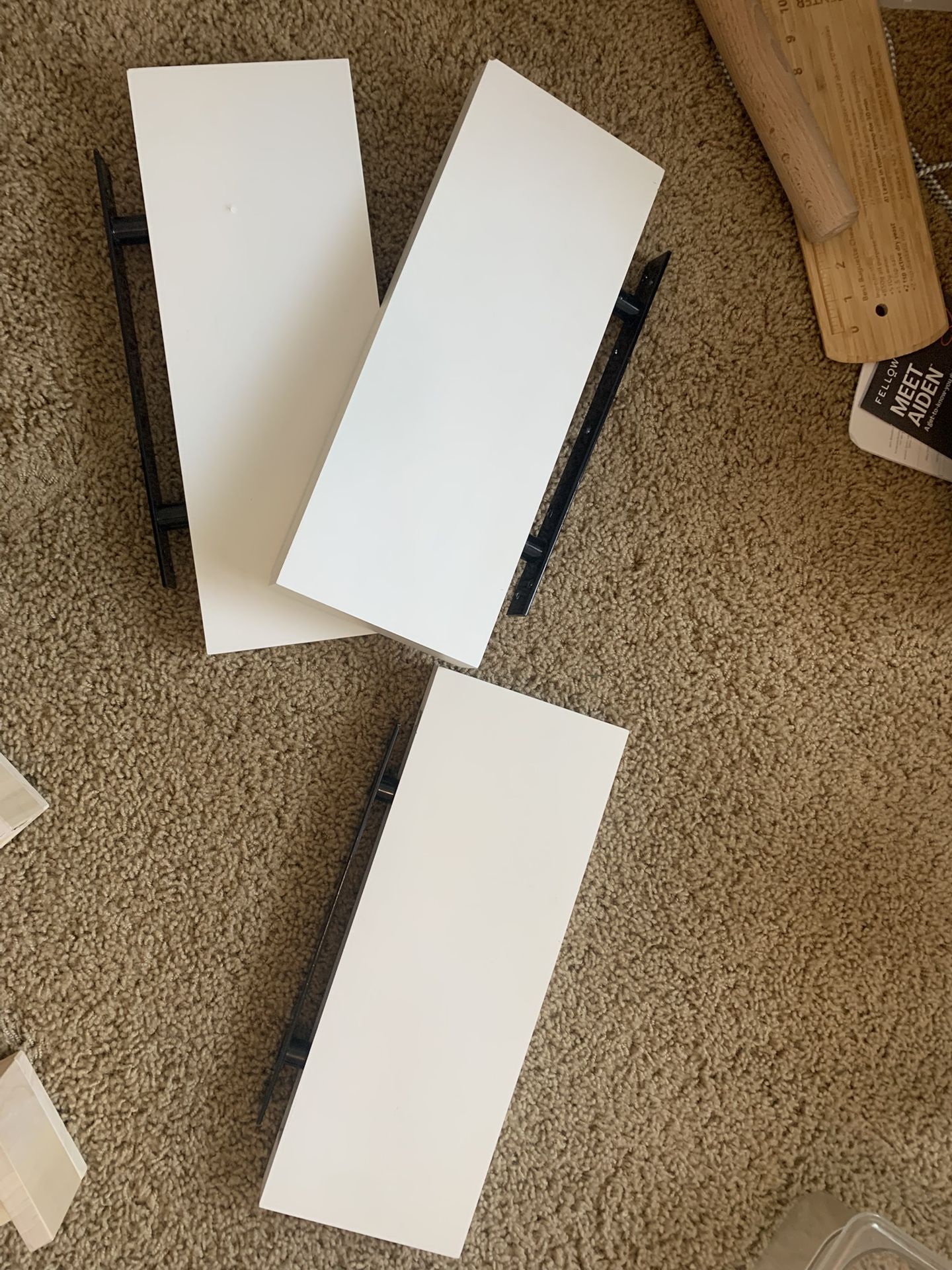 Set Of 3 Small White Floating Shelves 